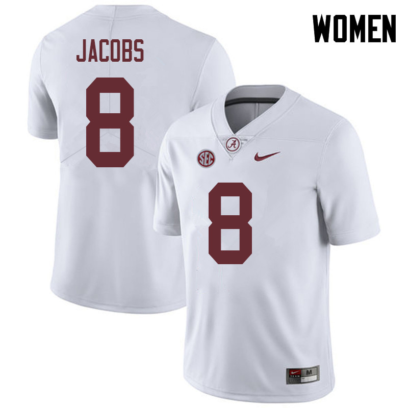 Alabama Crimson Tide Women's Josh Jacobs #8 White NCAA Nike Authentic Stitched 2018 College Football Jersey FJ16A54MC